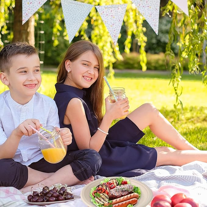 Vplus 200 Pack Paper Plates 7 inch 100% Compostable, Heavy-Duty Disposable Paper Plates Bagasse Natural Biodegradable Eco-Friendly Sugarcane