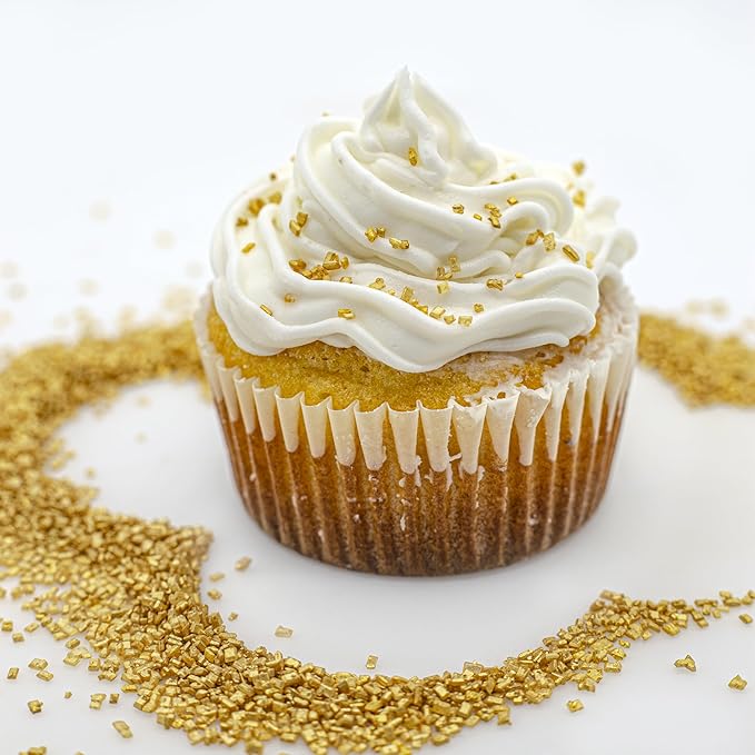 Bakerpan Pearlized Sugar Sprinkles for Baking - 5 Ounce - Sparkling Gold Decorating Sugar Crystals for Cookies, Cake Pops, Ice Cream (Made in USA)