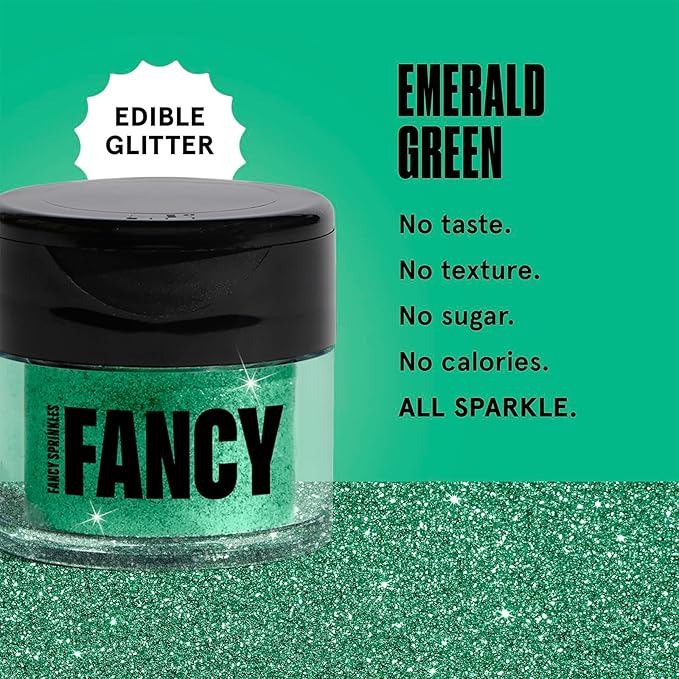 Fancy Sprinkles Emerald Green Premium Edible Glitter, 100% Edible Glitter for Sparkling Food & Drinks No Taste or Texture (4gm)