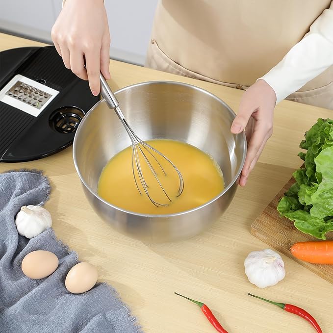 supernal Salad Spinner Stainless Steel Large,Vegetable Washer with 5.3 Qt Bowl,Salad Chopper Bowl,Nesting Bowls with Graters,Large Mixing Bowl Bowls for Kitchen With 5 Grater