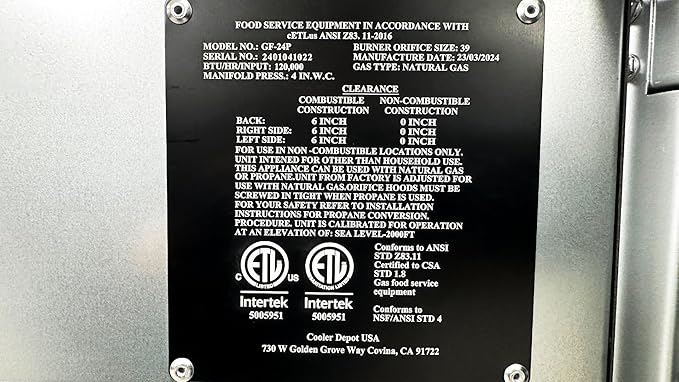 Commercial Gas Donut Fryer, 170lb Capacity, 4-Tube Burner, Stainless Steel, ETL Certified, 41.3 x 56.8 inch GF-24P