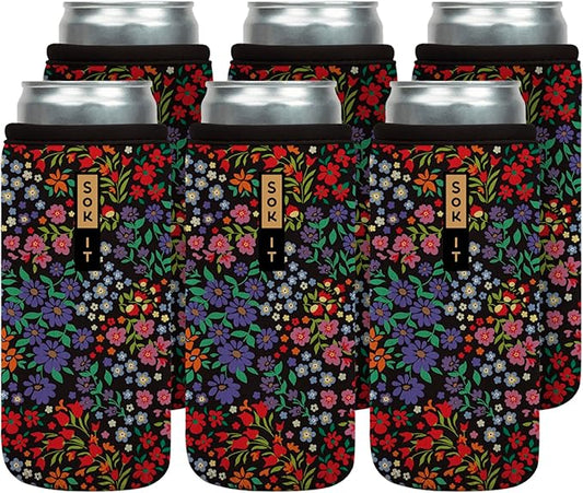 Sok It CanSok 6 Pack Sleeve for Beer & Soda Insulated Neoprene Cover (Picnic Basket, 12oz Slim Can Sleeve - 6 Pack)