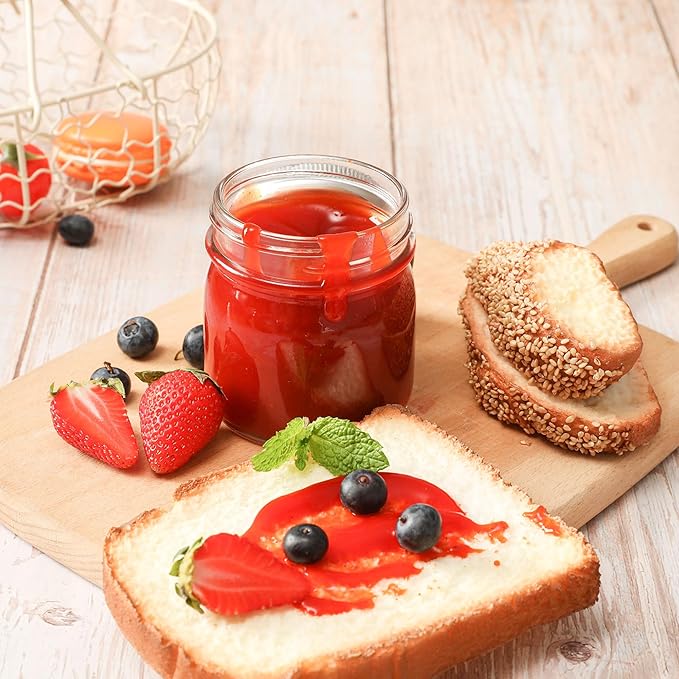 16 Pack 8 oz Mason Jars with Regular Airtight Lids - Glass Canning Jars 8 oz, Mini Mason Jars for Jam, Jelly, Honey, Overnight Oats, Party Favors, Shower Favor, Separable Lids