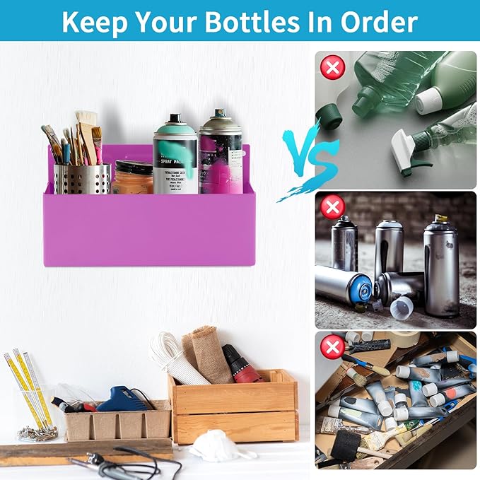 Magnetic Aerosol Spray Can Holder, Magnet Toolbox Bottle Holder, Tool Box Storage Rack for Garage and Home, Craft Workspace, Mechanic Paint Bottle Can Organizer, Pink, 3"x8.3"