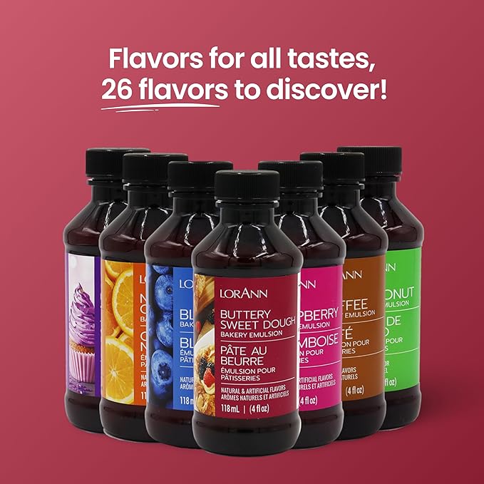 LorAnn Oils Buttery Sweet Dough Bakery Emulsion: Authentic Taste, Ideal for Amplifying Sweet Bready Notes in Baked Goods, Gluten-Free, Keto-Friendly, Essential for Your Kitchen, 4 Oz