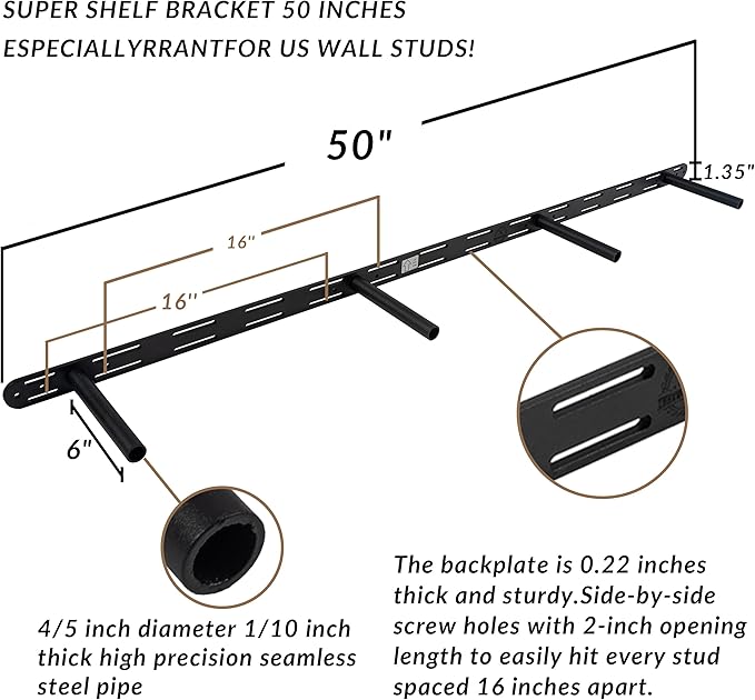 Rustic Floating Shelves 60 inch Long 8 "deep Set of 2, Heavy Duty Wood Wall Mounted Shelves for Bathroom Living Room Kitchen,Book Shelves with Thickened Hidden Bracket- Walnut