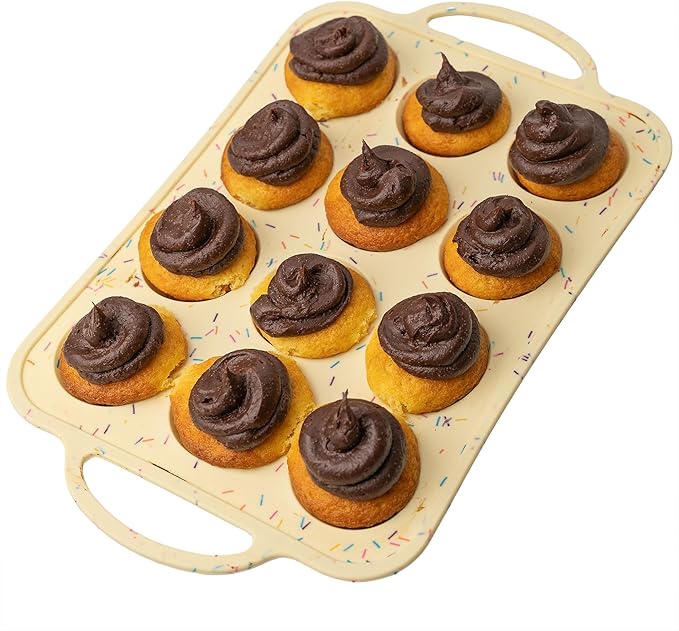 Silicone Mini Muffin Pan 12 Count – Non-Stick Muffin Pans for Baking, BPA-Free Silicone Cupcake Pans for Baking, Easy Release, Metal Handles, Oven & Dishwasher Safe