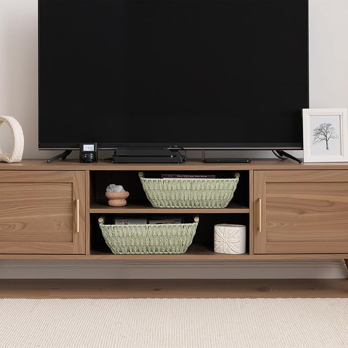 StorageWorks Large Wicker Storage Basket for Organizing with Wooden Handles, Toilet Paper Baskets for Bathroom, Bosana Green, 2-Pack