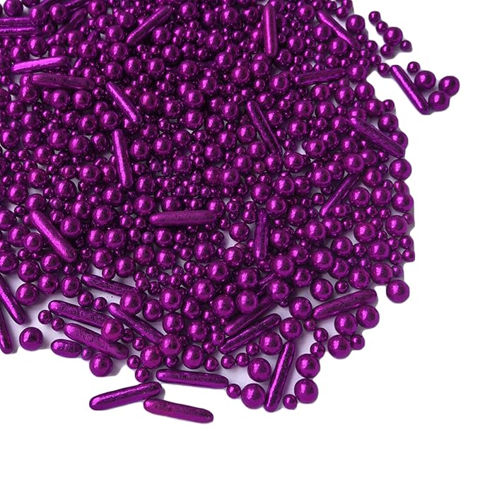 Sprinkles Purple Pearl Sugar Candy Mix Size Baking Cake Decorations Cupcake Toppers Celebrations Shaker Jar Wedding Shower Party (130g/4.2oz）