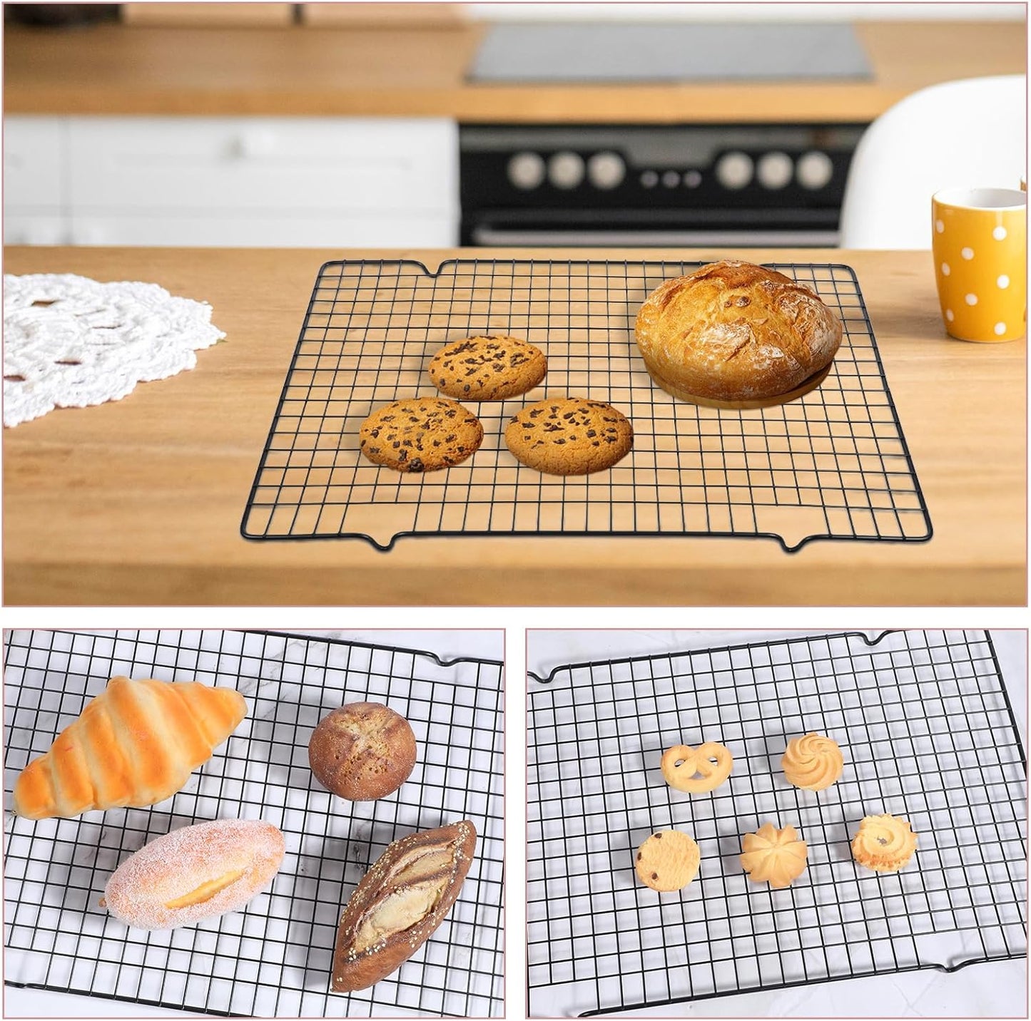 6 Packs Cooling Racks 16"x10" Baking Rack for Cooking and Baking Oven Wire Rack Cooling Drying Roasting Rack Heavy Duty Baking Rack for Roasting Cooking Grilling Drying