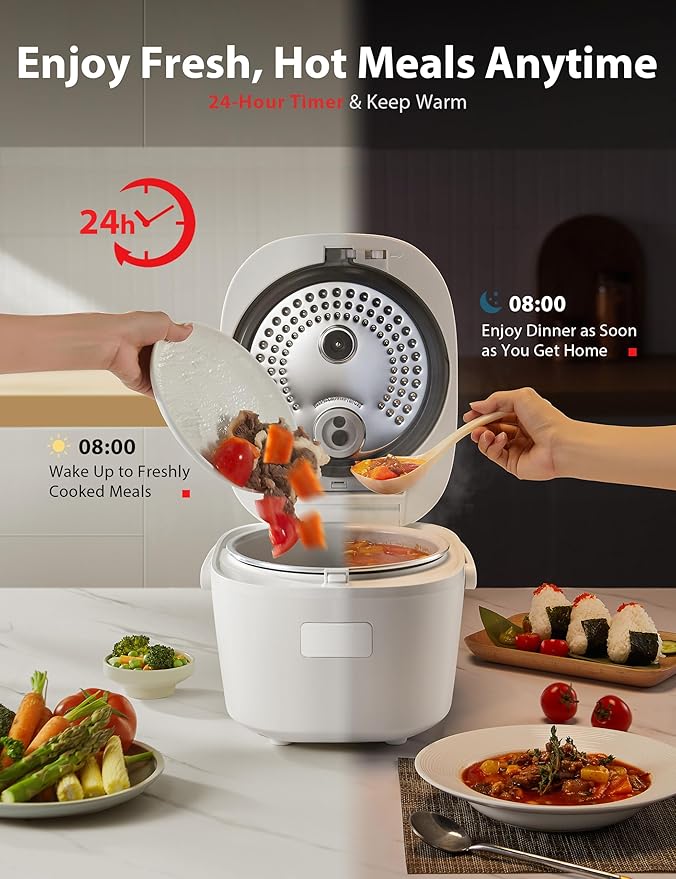 TOSHIBA Umami Smart Rice Cooker 10-Cup Uncooked, Fuzzy Logic, 15-in-1 Functions, Digital Display, Delay Timer, Keep Warm, Nonstick Inner Pot, White