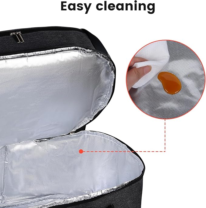 musbus 2 Layer Slow cooker bag for Crock-Pot 6-8 quart, Travel reunionc outdoor, Easy to transport Insulation water proof easy cleaning to carry, Family Gathering Potluck, Gift for Women - Black