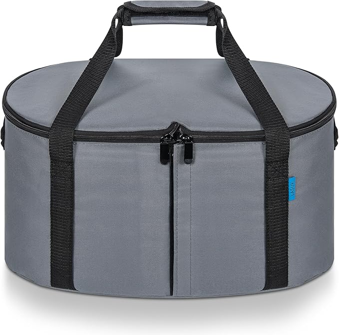 Portable Slow Cooker Travel Bag, Isulated Carrier Case Tote for 4-8 Quart Crock Carrier Compatible with Else Brands, Internal Mesh Net Holds Pot in Place, For Travel, Outdoor, Picnic, Grey