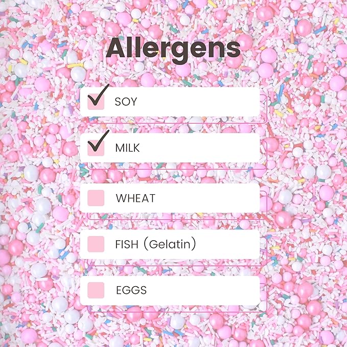 Sprinkle Pop A Frosted Affair Sprinkles Mix| Pink White Sprinkles with Rainbow Pops| Decorating Sprinkles Made in USA for Girl Baby shower Gender Reveal Birthday Cake Cupcakes Donuts Cookies, 2oz