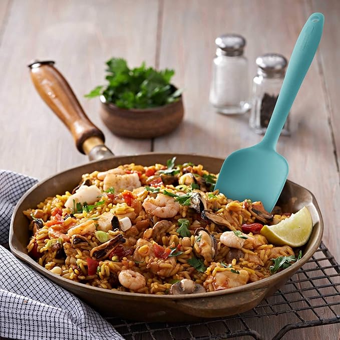 Silicone Spatula 3-piece Set, Ergonomic Handle High Heat-Resistant Spatulas, Non-stick Rubber Spatulas with Stainless Steel Core, Aqua Sky