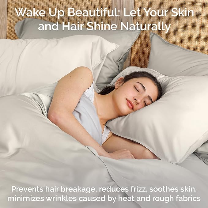 100% Viscose from Bamboo Sheets Queen Size, Super Soft Bedding Set, 4PC Cooling Sheets for Hot Sleepers, Vegan Silk Moisture Wicking, Organically Grown Bedsheet - Ivory - 60" x 80"