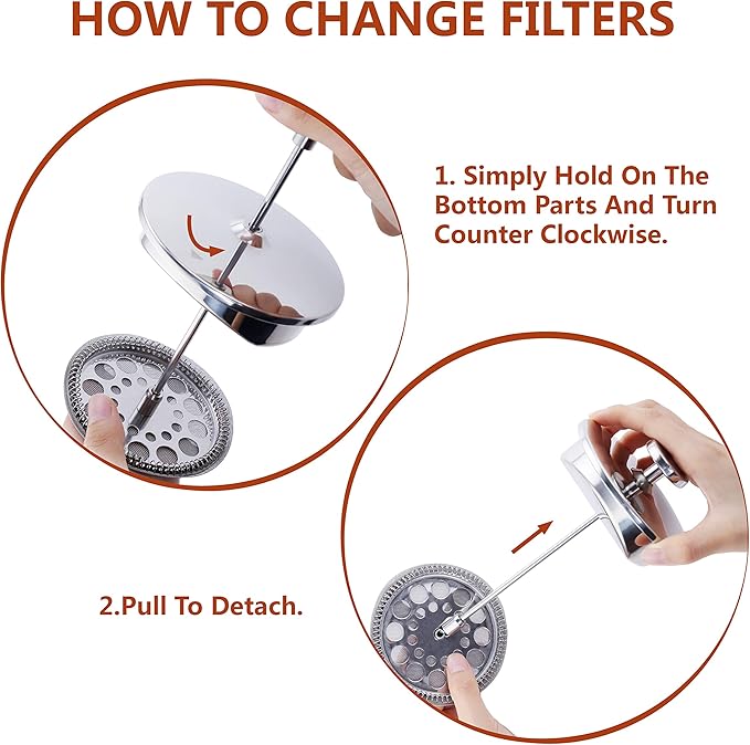 French Press Coffee Maker – Single Serve 1 Cup Small Stainless Steel Thermal Double Walled French Press 350ML/12OZ