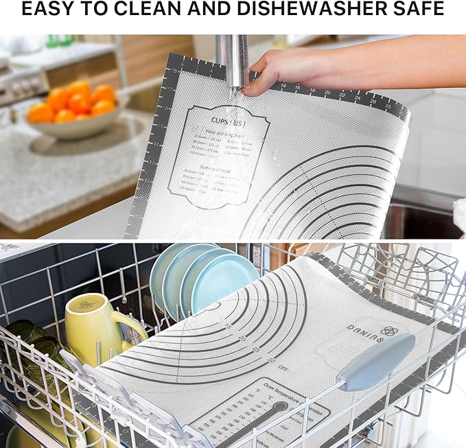 Silicone Mat, 24 x 36inch Extra Large Non-stick Pastry Baking Mat with Measurement, Resuable Thick Cookie Sheet Counter Mat, Dough Rolling Mat, Oven Liner, Fondant/Pie Crust Mat