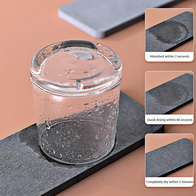 2 Pcs Water Absorbing Stone Trays, Kitchen/Bathroom Sink Soap Dish, Diatomite Tray Used for Hand Soap & Cosmetic Bottles in The Modern Home, 3.15" W x 6.3" L, Dark Gray