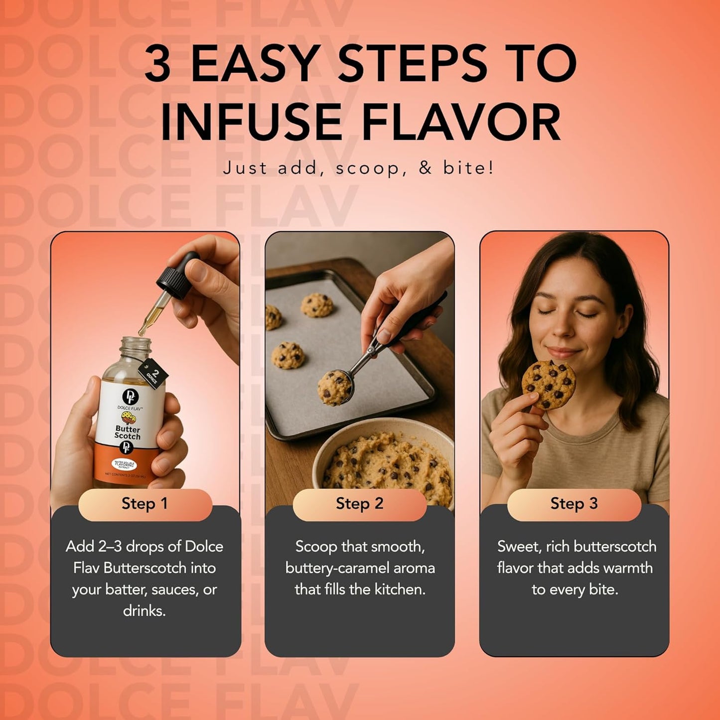 Dolce Flav Natural Butterscotch Extract 2 oz – Kosher, Sugar-Free, Concentrated Rich Butterscotch Flavoring for Baking, Beverages & Desserts, Includes Measured Dropper