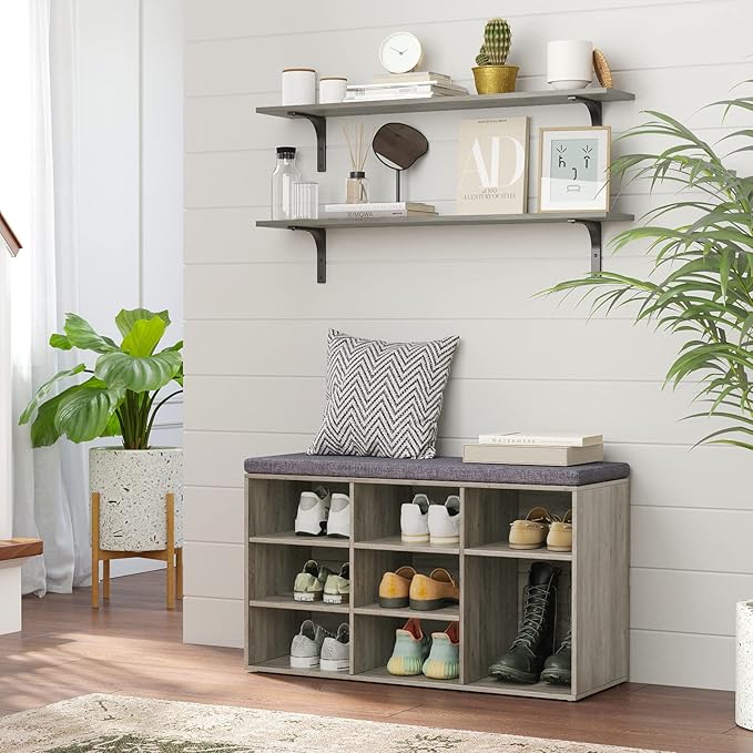 DINZI LVJ Long Wall Shelves, 39.4Inch Wall Mounted Shelves Set of 2, Extra Large Floating Storage Ledges with Sturdy Metal Brackets for Living Room, Bathroom, Bedroom, Kitchen, Gray Wash