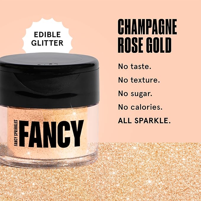 Fancy Sprinkles Champagne Rose Gold Premium Edible Glitter, 100% Edible Glitter for Sparkling Food & Drinks No Taste or Texture (4gm)