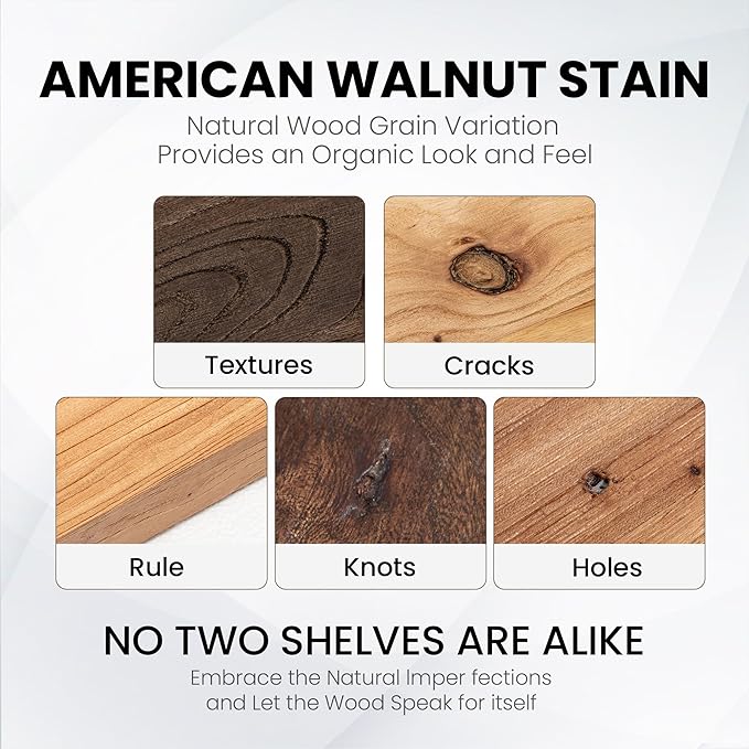 Fun Memories Floating Shelves for Wall, 24 Inch Floating Shelves Wall Mounted, Rustic Elm Wood Shelf, Heavy-Duty Storage Shelves for Books, Bathroom, Kitchen, Natural Finish, Set of 2