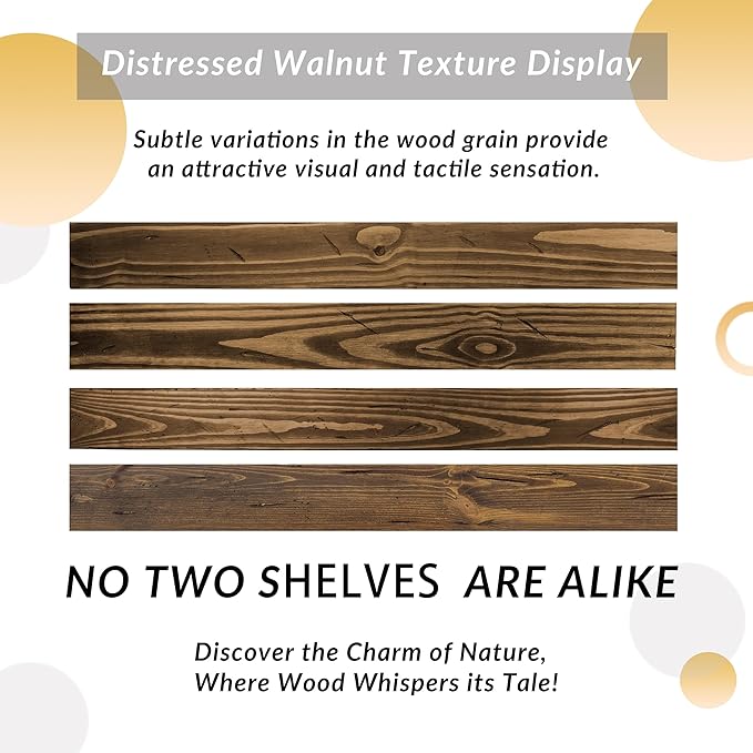 Floating Shelves 72 inch Long 8 "deep Set of 2, Heavy Duty Wood Wall Mounted Shelves for Bathroom Living Room Kitchen,Book Shelves with Thickened Hidden Bracket-Distressed Walnut