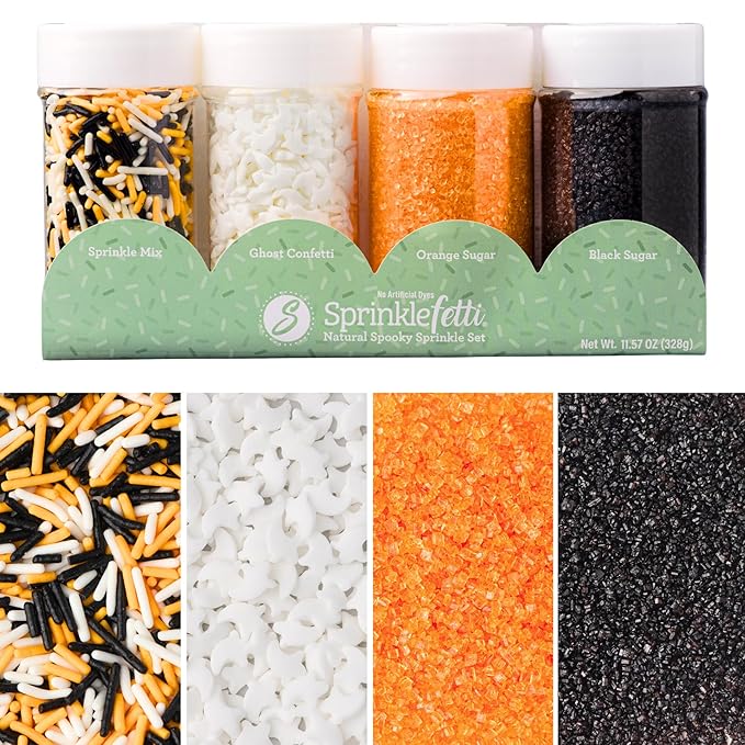 Sweets Indeed Sprinkles, 4 Pack, Edible Sprinkle Mix, Perfect for Cake Decorations, Baking, Ice Cream, Cookies, Cupcake Topper (Natural Halloween)
