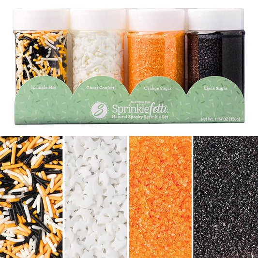 Sweets Indeed Sprinkles, 4 Pack, Edible Sprinkle Mix, Perfect for Cake Decorations, Baking, Ice Cream, Cookies, Cupcake Topper (Natural Halloween)