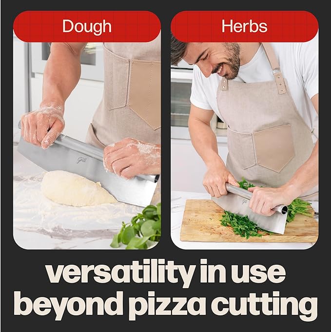 Pizza Cutter Rocker Blade By Hans Grill 14" Large Pizza Slicer Sharp | Stainless Steel Rocking Pizza Knife Cutter | Professional Nonstick Pizza Cutter Rocker Knife With Safety Cover | Dishwasher Safe