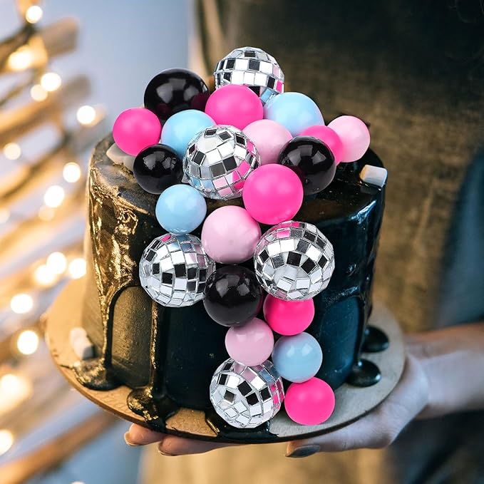 108 Pcs Balls Cake Topper DIY Cupcake Insert Foam Balloons for Cake Baking Wedding Anniversary Birthday Decoration(Graceful Colors,Multi Sizes)