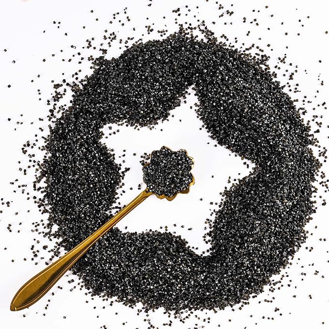 Kasvan Sanding Sugar Sprinkles - Edible Sugar Crystals, Baking Cake Decorations, Ice Cream Toppings cupcake Decorating, Wedding Party Chirstmas Supplies, 85g/3.2oz (Black)