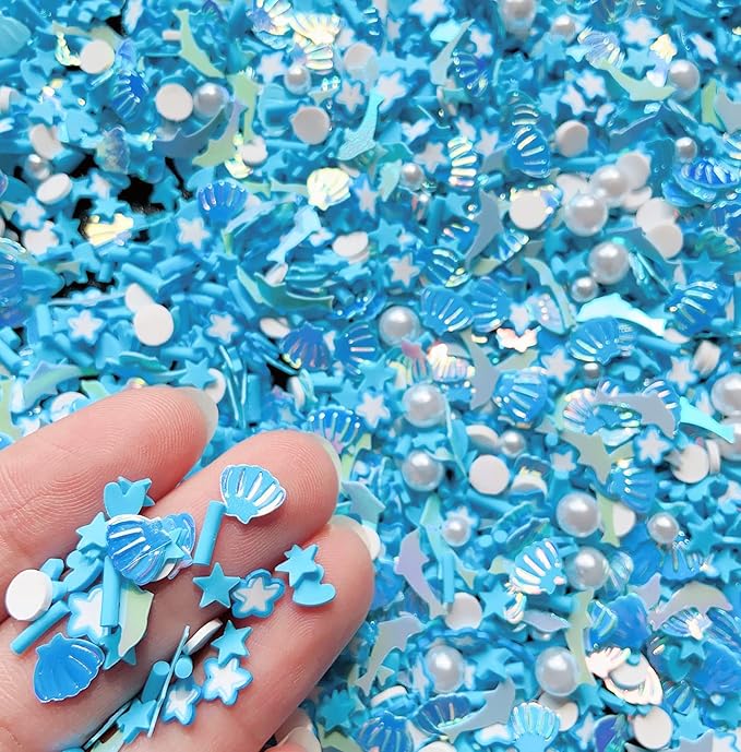 Fake Sprinkles Clay Sprinkles Polymer Slices for Nail Art DIY Crafts Cake Phone Case (40G-Shell+Pentagram-24)