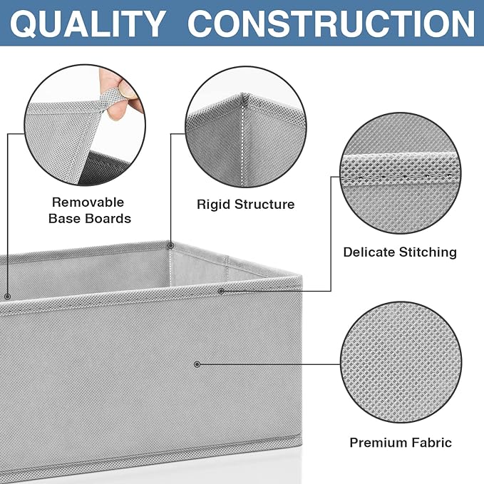 Criusia Drawer Organizer for Clothing, 12 Pack Sock Underwear Drawer Organizer Bins, Foldable Fabric Closet Organizers and Storage, Dresser Drawer Dividers for Baby Clothes, Bra, Scarves, Belt, Tie