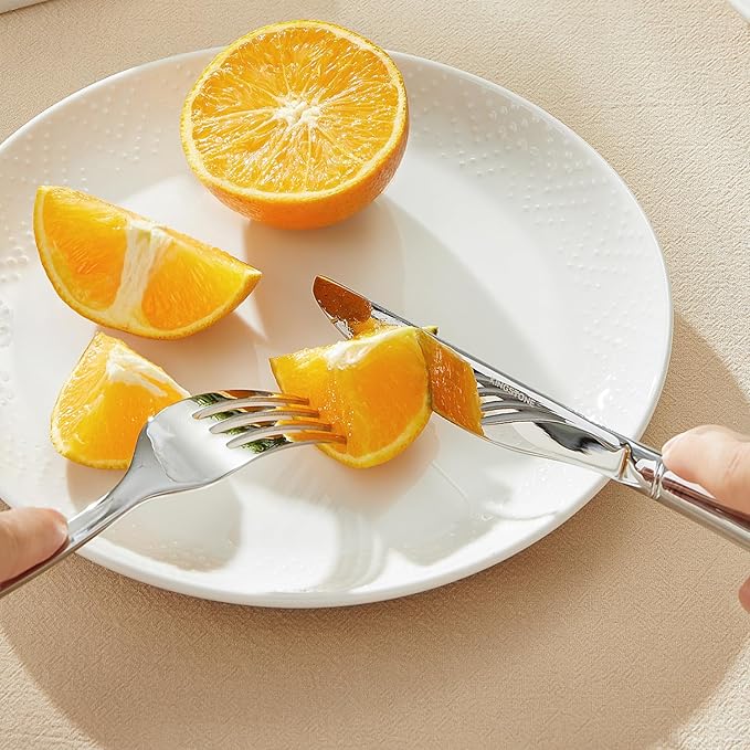 KINGSTONE Silverware Set, 40-Piece Flatware Set for 8, 18/10 Stainless Steel Cutlery Set with Bead Edge, Utensil for Kitchen, Home, Party, Wedding, Mirror Polished, Dishwasher Safe, Featured Gifts