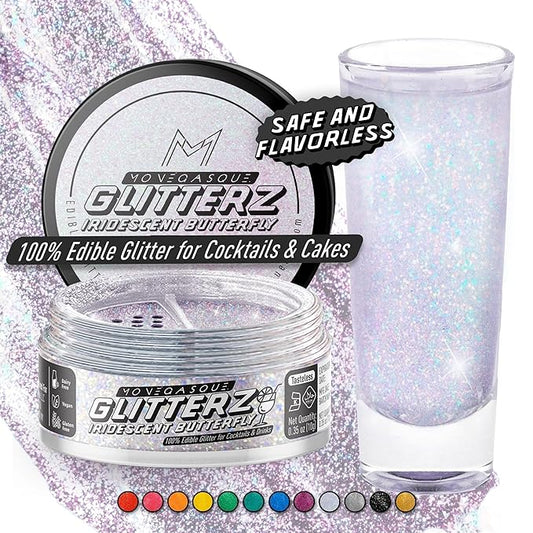 MONÉGASQUE Iridescent Edible Glitter for Drinks 10g – Halloween Edible Glitter for Cakes & Cocktails - Cocktail & Drink Shimmer Powder - Food Decorating Sprinkles, Cupcakes, & Cake Decorations Spray