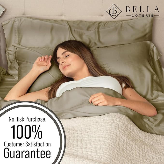 Bella Coterie Luxury Bamboo Viscose Split King Size Sheet Set | 100% Organically Grown | Ultra Soft | Cooling for Hot Sleepers | 18" Deep Pocket [Olive]