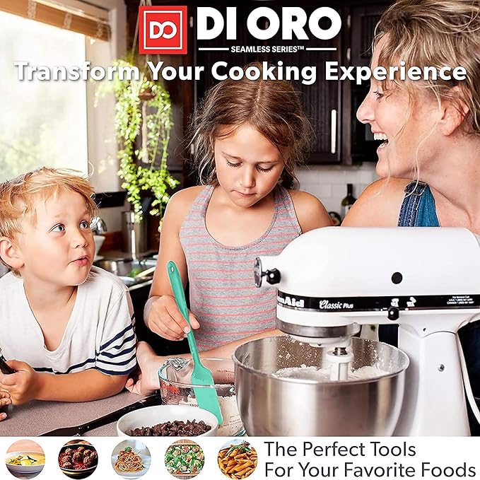 DI ORO Silicone Spatula Set - Rubber Kitchen Spatulas for Baking, Cooking, & Mixing - 600°F Heat-Resistant & BPA Free Silicone Scraper Spatulas for Nonstick Cookware - Dishwasher Safe (4pc, Mint)