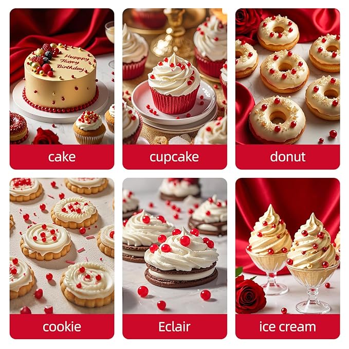 Red Pearl Sprinkles,Edible Pearl Sugar Sprinkles,Baking Edible Cake Decorations,Cupcake Toppers,Cookie Decorating,Donuts Ice Cream Toppings,Wedding Birthday Party Valentines Christmas Supplies,130g/4.58oz