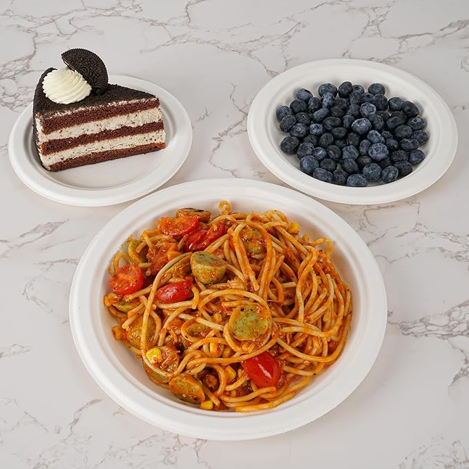 150pcs 100% Small Dessert Plates, 6 inch Compostable Appetizer Plates Made of Sugarcane Fiber