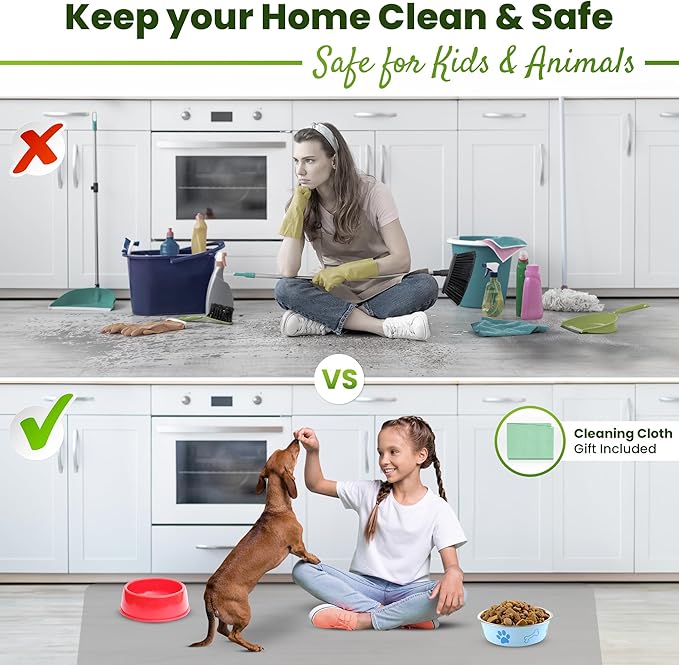 Premium Silicone Mat 25" x 17" Cooking Mat Thick Heat Resistant, Kitchen Counter Mat - Coffee Machine, Glass Top Stove Cover Countertop Protector for Air Fryer, Baking mat (Semi-Translucent)