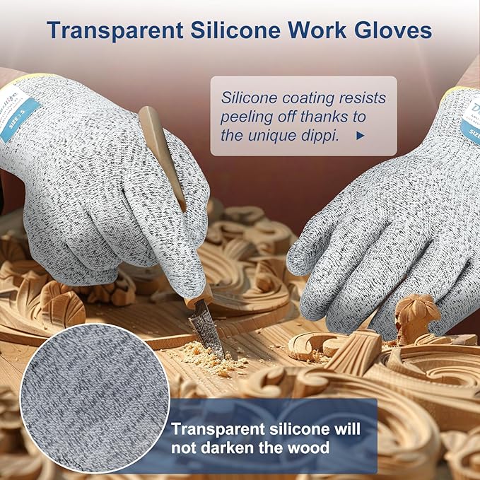 Dowellife Level 5 Silicon Cut Resistant Gloves (Medium), Grey