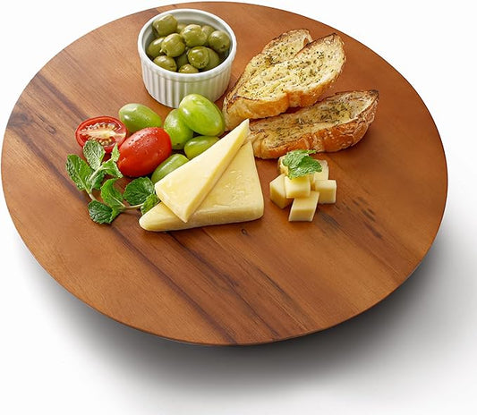 13" Acacia Lazy Susan Organizer for Table - Wooden Lazy Susan Turntable - Wood Kitchen Turntable Storage Food for Cheese Boards, Pantry, Fridge, Countertop (Acacia Wood, 13 Inch)