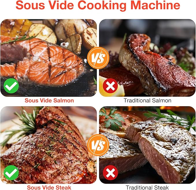 Sous Vide Machine, Sous Vide Cooker 1100W, Immersion Circulator Precisional Cooker with Touch Control, Accurate Temperature, Fast Heating, Time Control, Ultra-quiet, IPX7 Waterproof