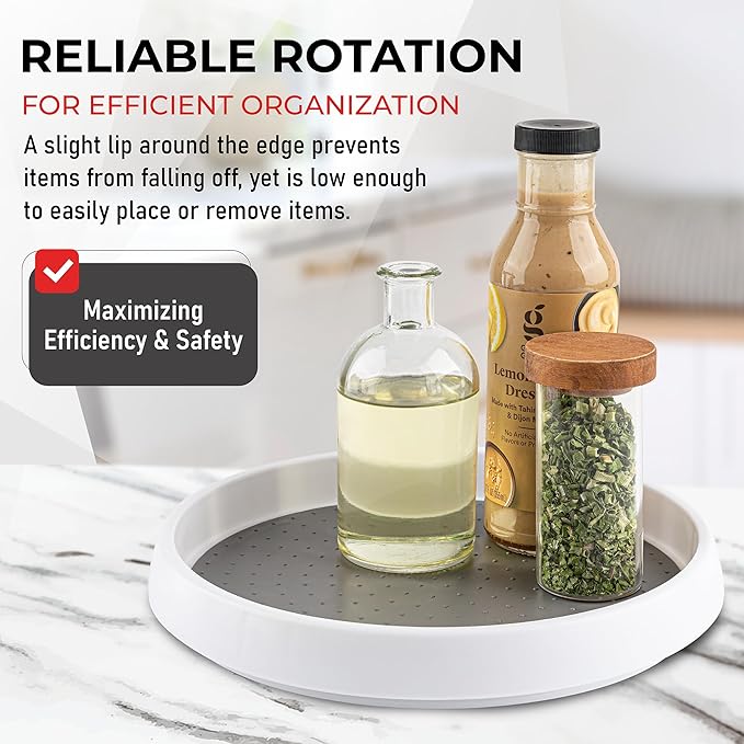 Oizeir 10 Inch Lazy Susan Set of 4 - Non-Skid Turntable for Cabinet to Maximize Storage and Simplify Accessibility in Kitchen, Bathroom, and Pantry Spaces (White)