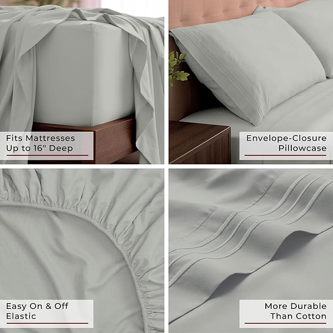 Mellanni King Sheets Set - 4 PC Iconic Collection Bedding - Hotel Luxury, Extra Soft, Cooling Bed Sheets - Wrinkle, Fade, Stain Resistant (King, Spa Mint)