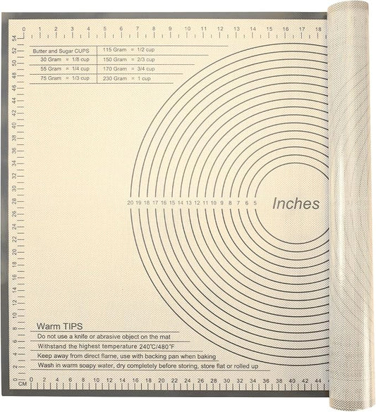 Silicone Pastry Mat 36x24 Inch - Kitchen Counter Nonstick Baking Mat Perfect for Dough, Pastry, Pie Crust, Fondant, Bread, Cookies, Pasta, Pizza