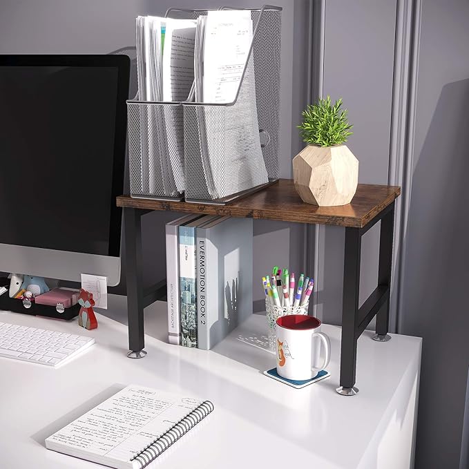 OROPY Vintage Printer Stand Holder - Multi-Purpose Desktop Shelf Storage Organizer for Printers, Fax Machine, Scanner, Office Supplies with Adjustable Anti-Skid Feet