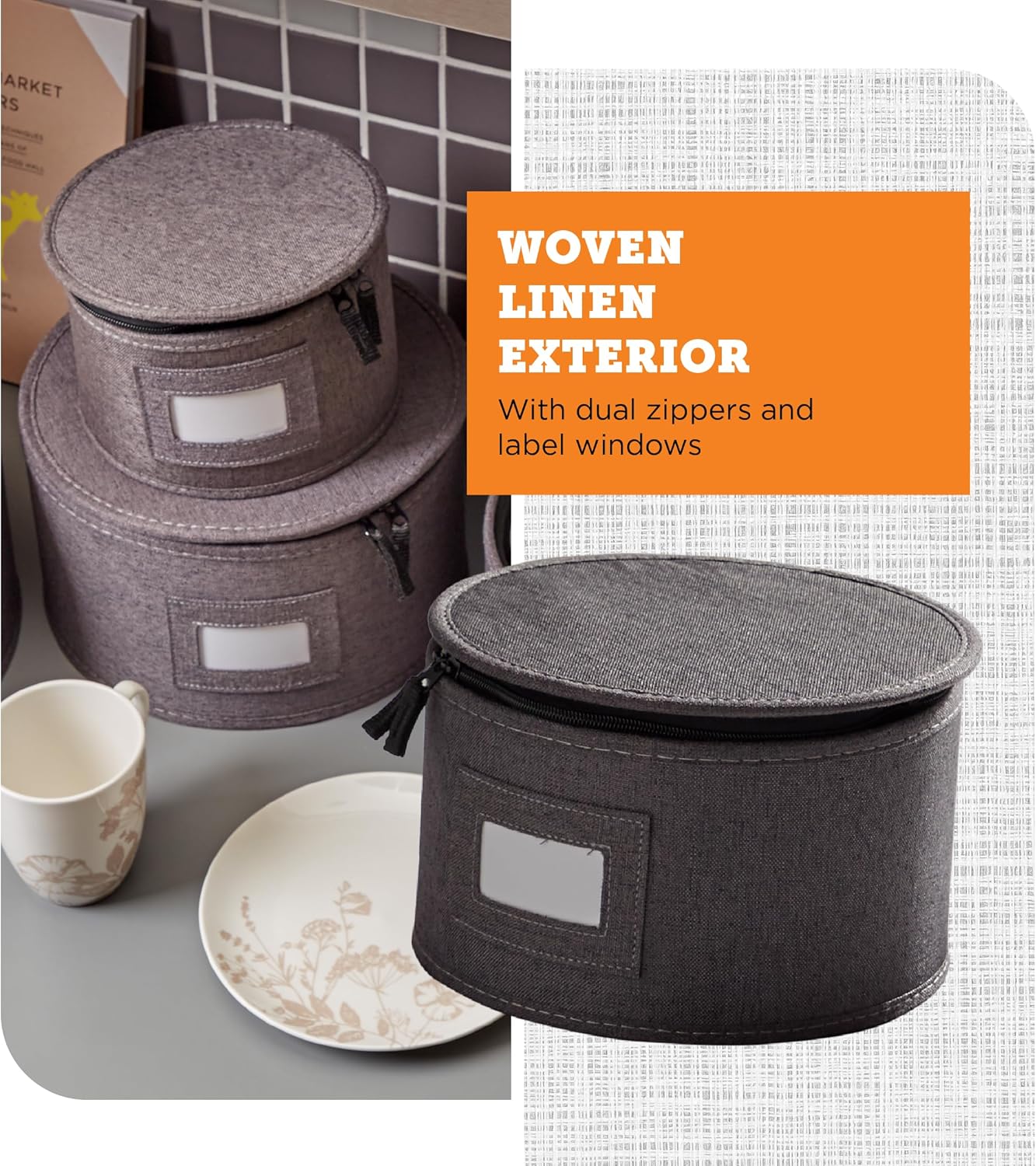 storageLAB China Storage Containers, Containers for Organizing, Hard Shell Case, Felt Plate Dividers, Moving Supplies, Storage Box, Wine, Dishes, Glasses Storage, Charger Plates Storage Containers